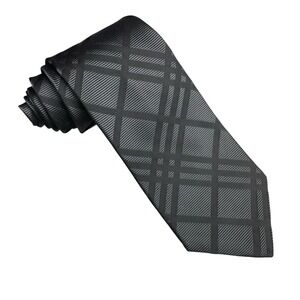 Burberry Black and Gray Plaid Tie